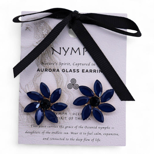 Royal Blue - Vintage Glass - Flowers - Earrings