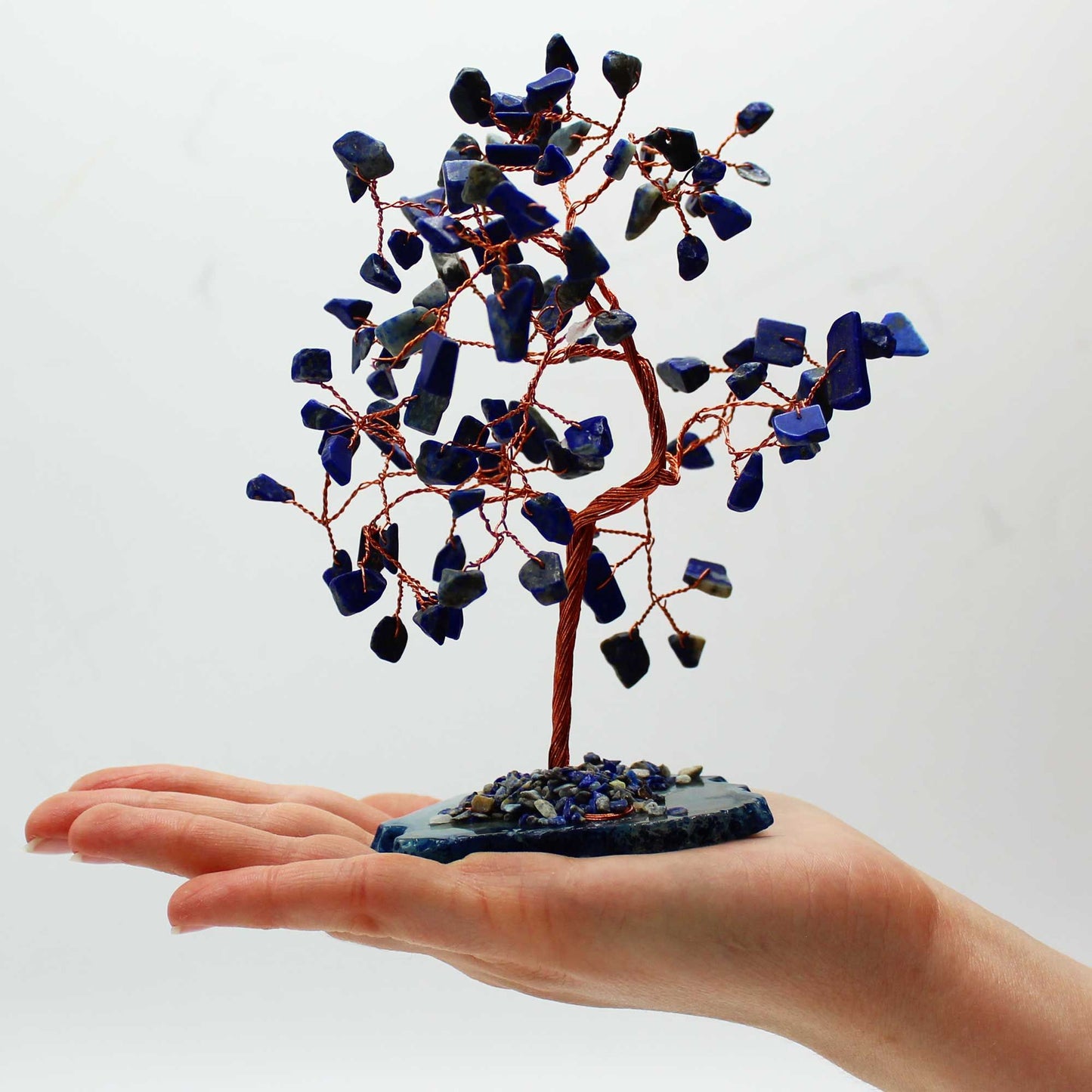 Gemstone Tree - Sodalite on Blue Agate Base (100 stones)