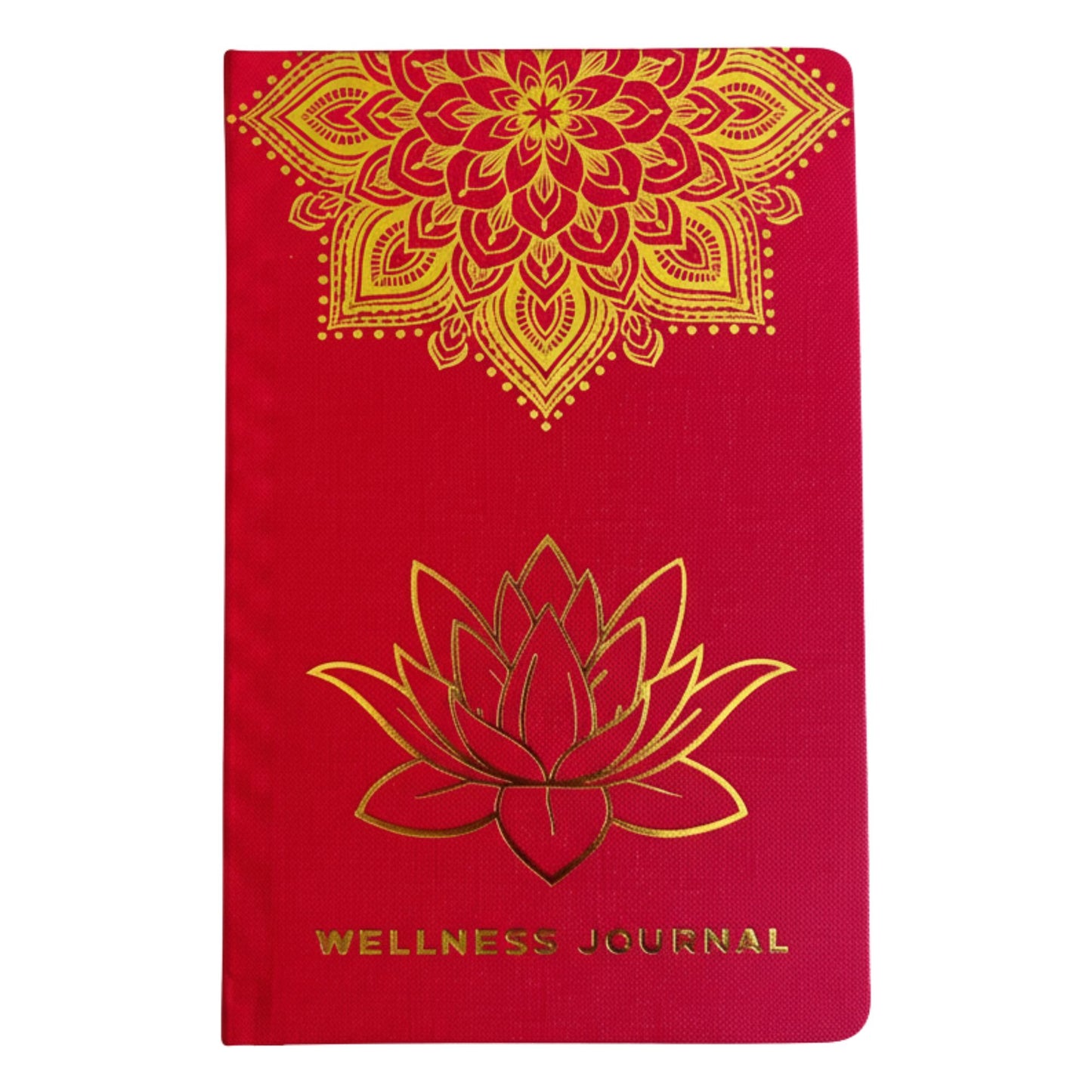 Red Wellness Journal - 120 pages - Golden Mandala and Lotus