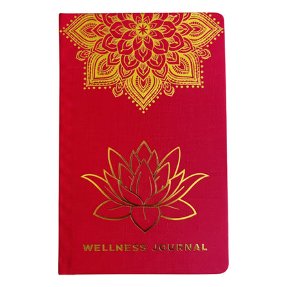 Red Wellness Journal - 120 pages - Golden Mandala and Lotus