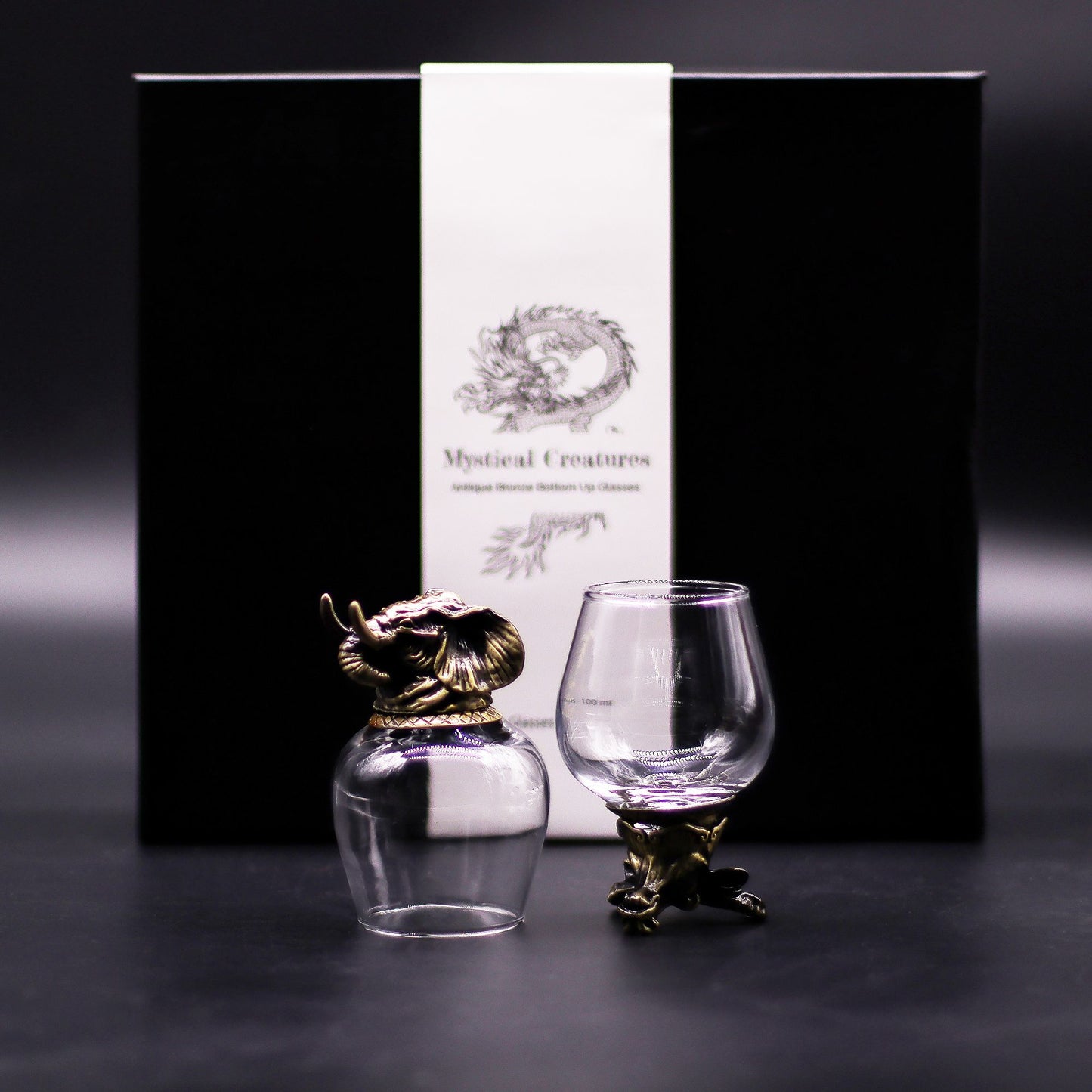 Gift Set of 6 Glasses (100ml) - Mystical Creatures - Antique Bronze