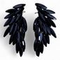 Jet Black - Vintage Glass - Angel Wings - Earrings