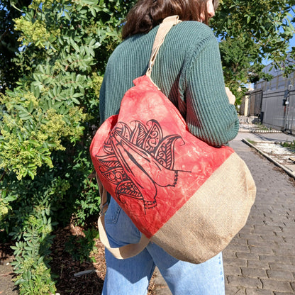 All Natural Backpack - Orange Stonewash - Namaste Hand