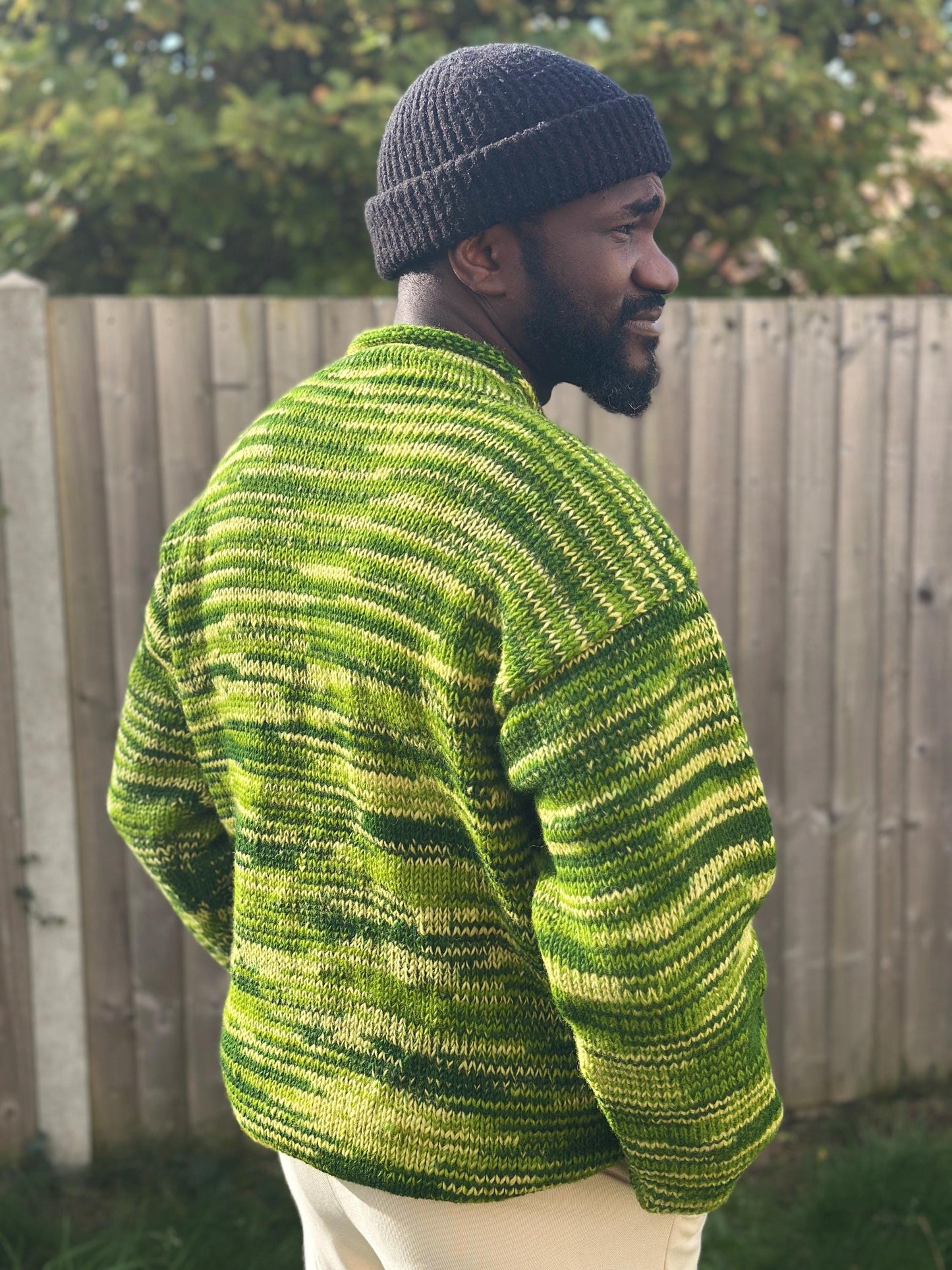 Handmade Organic Wool Knit Sweater - Colorful Unisex Pullover