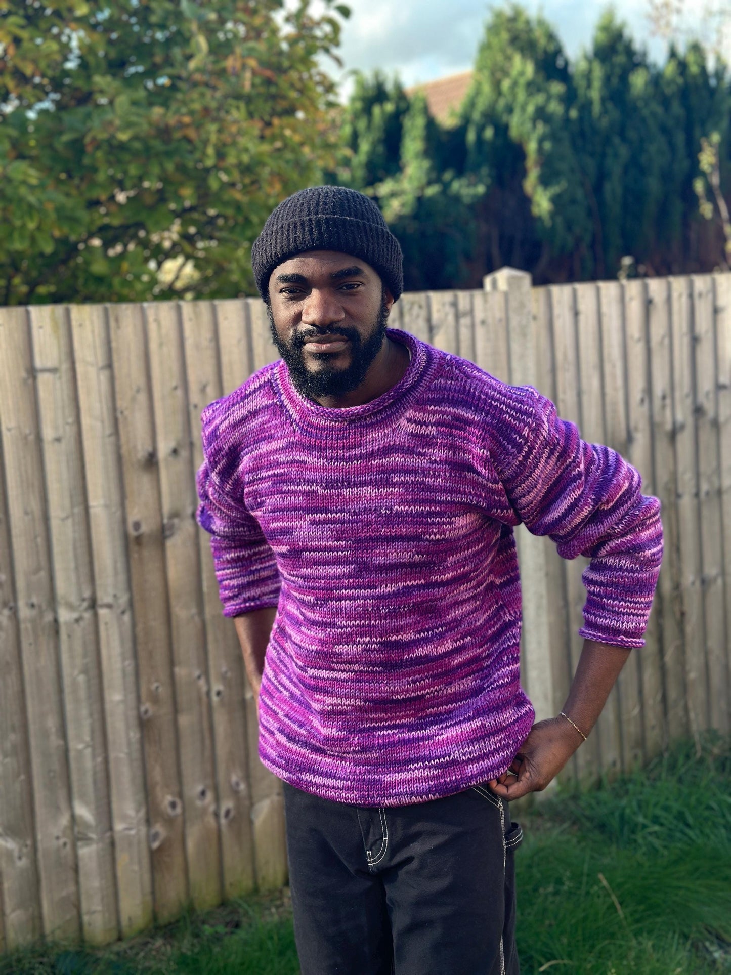 Handmade Organic Wool Knit Sweater - Colorful Unisex Pullover