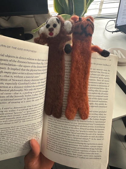 Handmade Organic Wool Animal Bookmark | Giraffe, Dog, Cat & Bear