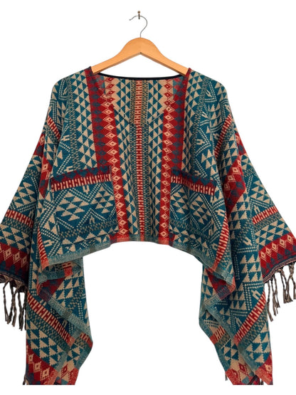 Boho Geometric Blouse | Vegan Cashmilon | Relaxed Fit | Long Sleeve Women Blouse | Hippie Style Top