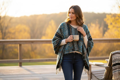 Boho Geometric Blouse | Vegan Cashmilon | Relaxed Fit | Long Sleeve Women Blouse | Hippie Style Top