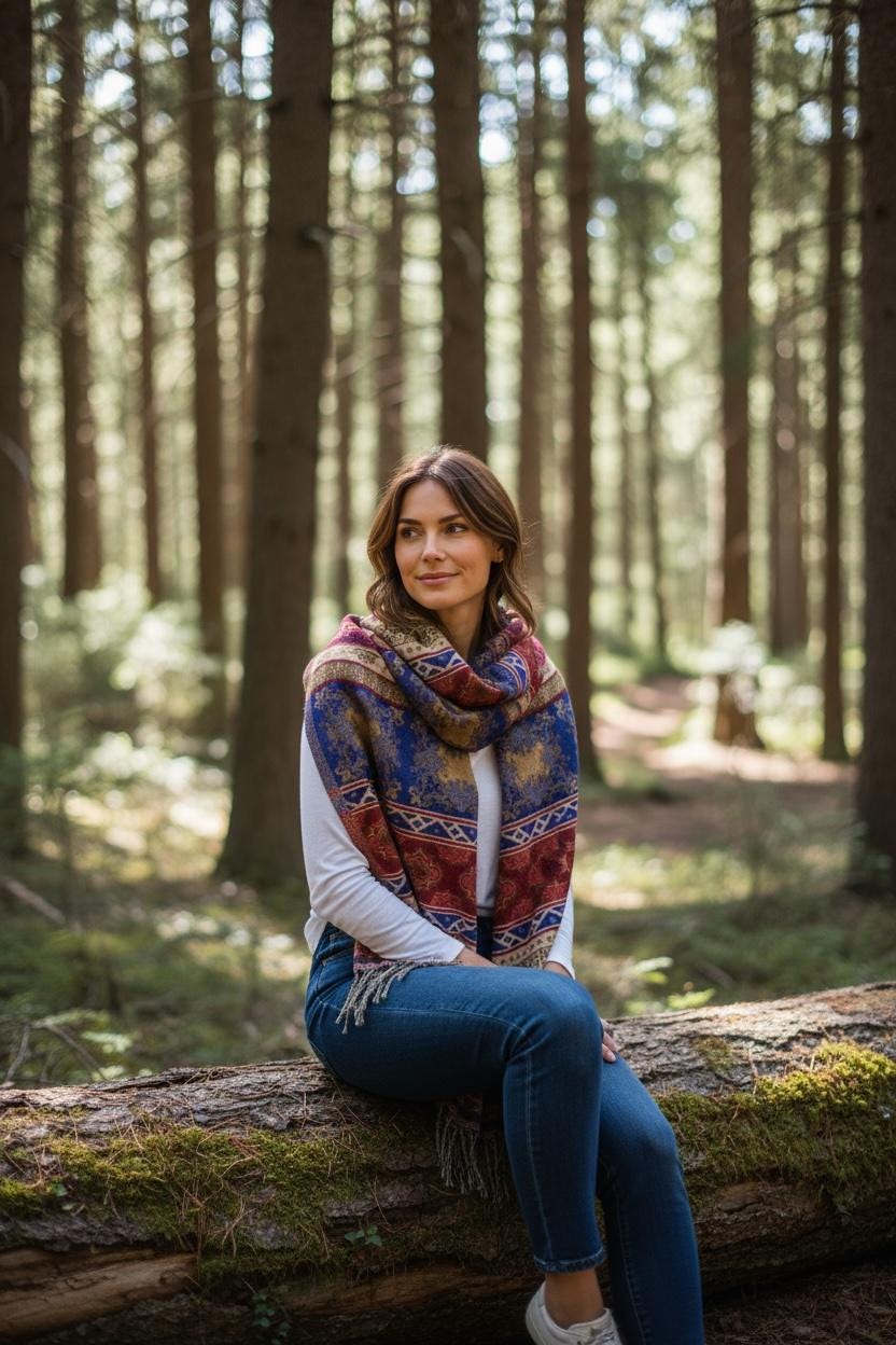 Vegan Cashmelion Blanket Scarf | Oversized Boho Shawl with Tassels