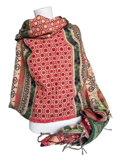 Vegan Cashmelion Blanket Scarf | Oversized Boho Shawl with Tassels