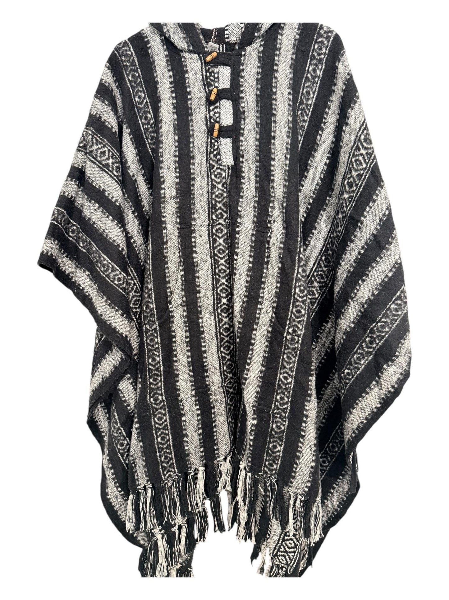 Handmade Gheri Cotton Boho Poncho | Hooded Festival Wear