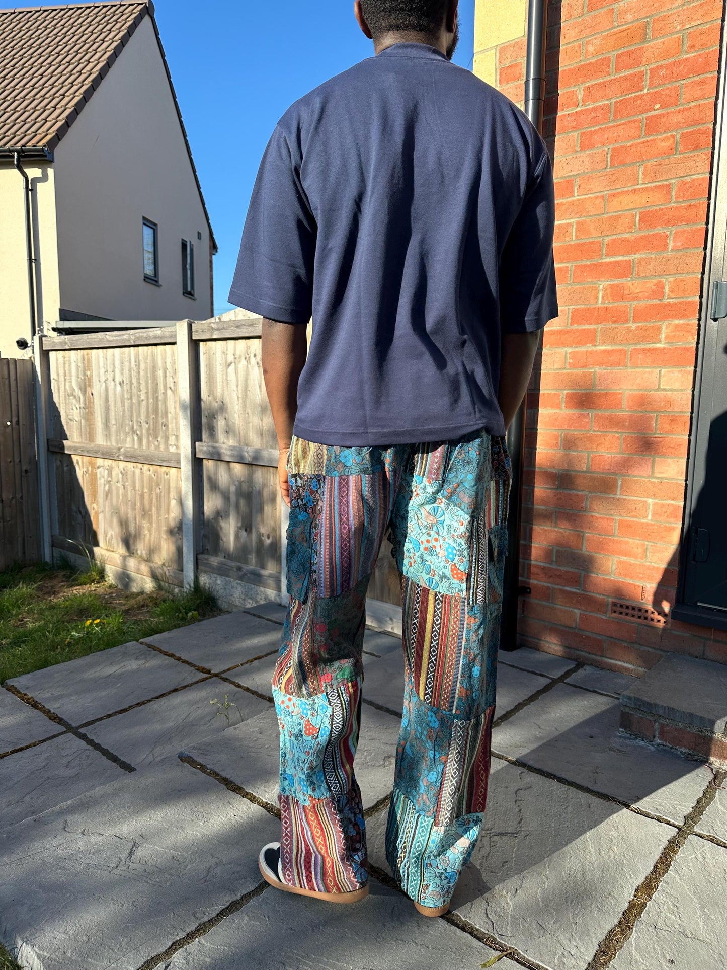 Handmade Patchwork Cotton Cargo Pants | Boho Hippie Festival Trousers