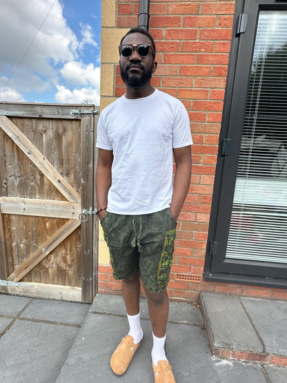 Boho Mushroom Shorts | Handmade Nepal Organic Cotton Shorts | Unisex Festival Shorts | Hippie Cargo Shorts | Psychedelic Clothing