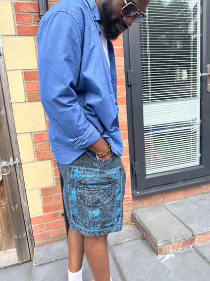 Boho Mushroom Shorts | Handmade Nepal Organic Cotton Shorts | Unisex Festival Shorts | Hippie Cargo Shorts | Psychedelic Clothing