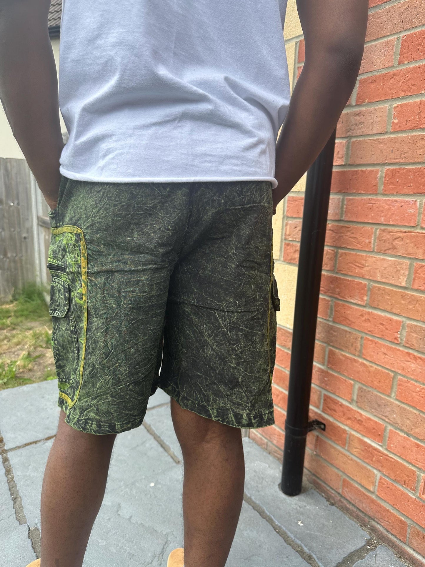 Boho Mushroom Shorts | Handmade Nepal Organic Cotton Shorts | Unisex Festival Shorts | Hippie Cargo Shorts | Psychedelic Clothing