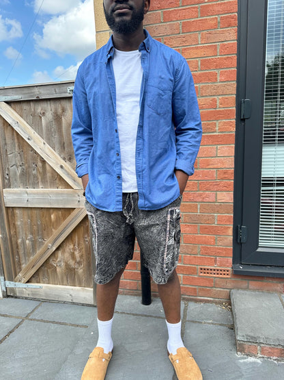 Boho Mushroom Shorts | Handmade Nepal Organic Cotton Shorts | Unisex Festival Shorts | Hippie Cargo Shorts | Psychedelic Clothing