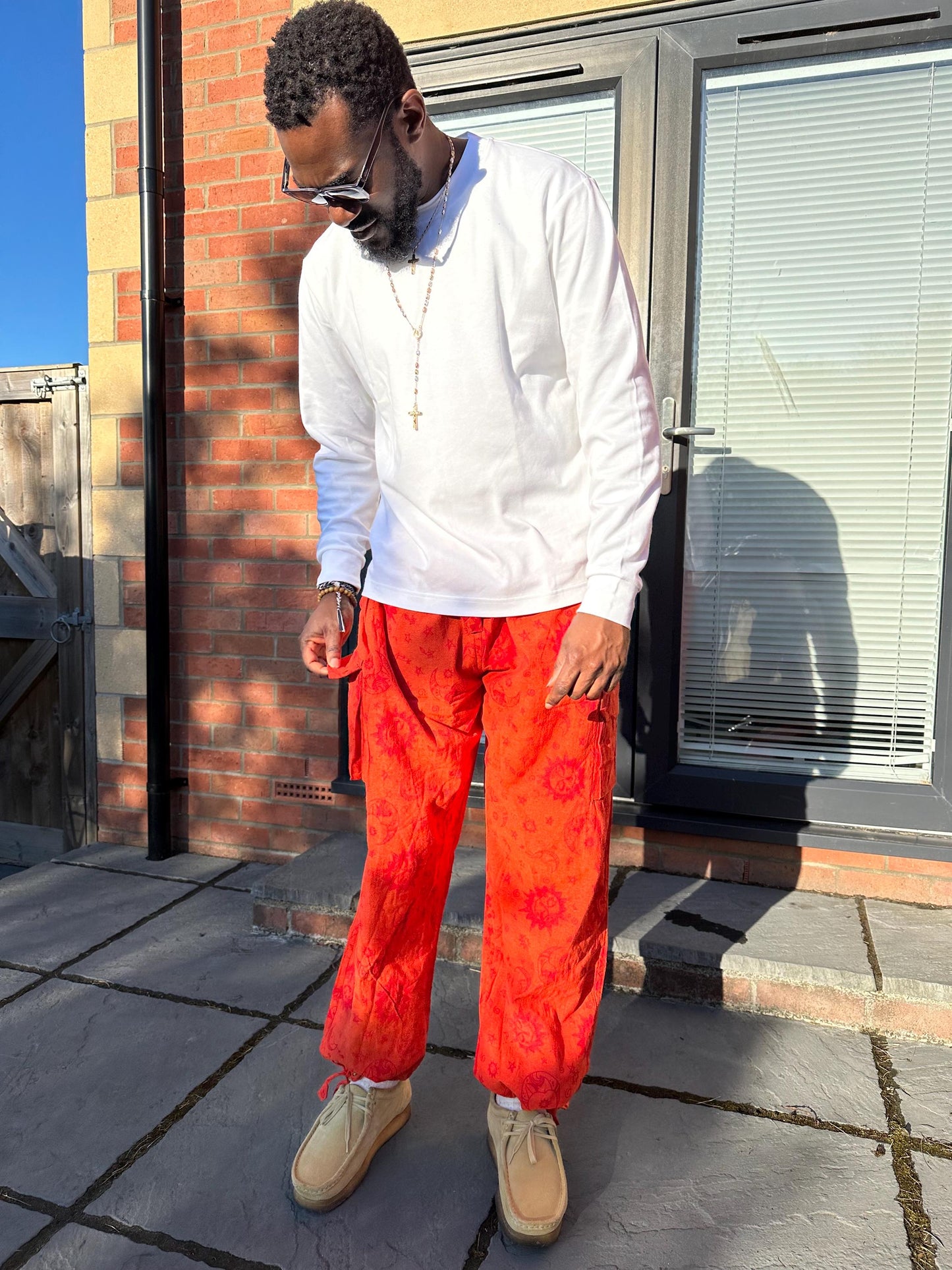 Boho Celestial Trousers | Handmade Nepal Organic Cotton Pants | Unisex Festival Trousers | Sun Moon Star Pants | Hippie Clothing