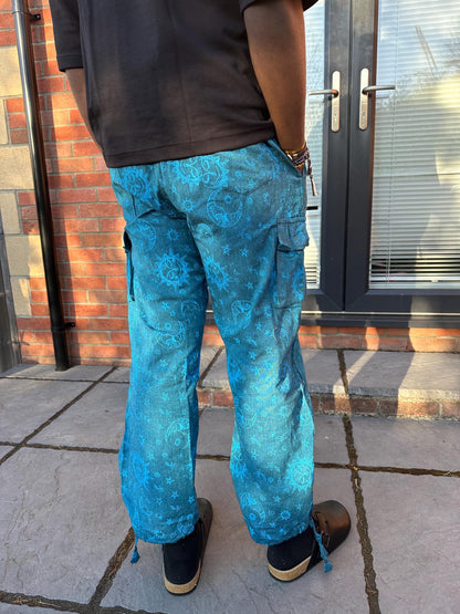 Boho Celestial Trousers | Handmade Nepal Organic Cotton Pants | Unisex Festival Trousers | Sun Moon Star Pants | Hippie Clothing