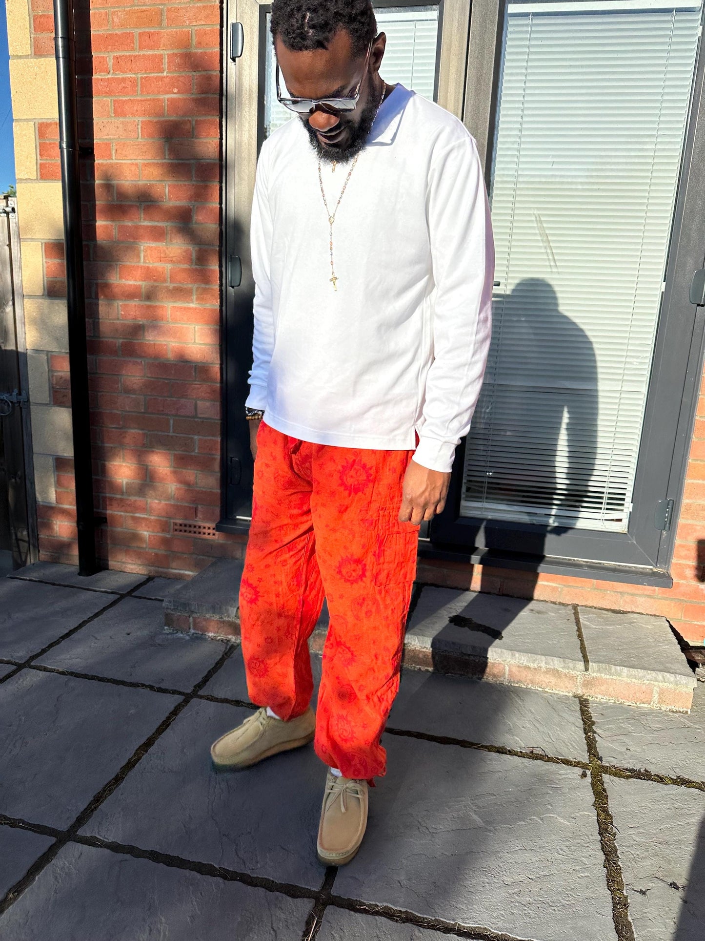 Boho Celestial Trousers | Handmade Nepal Organic Cotton Pants | Unisex Festival Trousers | Sun Moon Star Pants | Hippie Clothing