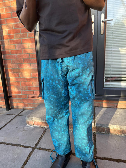 Boho Celestial Trousers | Handmade Nepal Organic Cotton Pants | Unisex Festival Trousers | Sun Moon Star Pants | Hippie Clothing