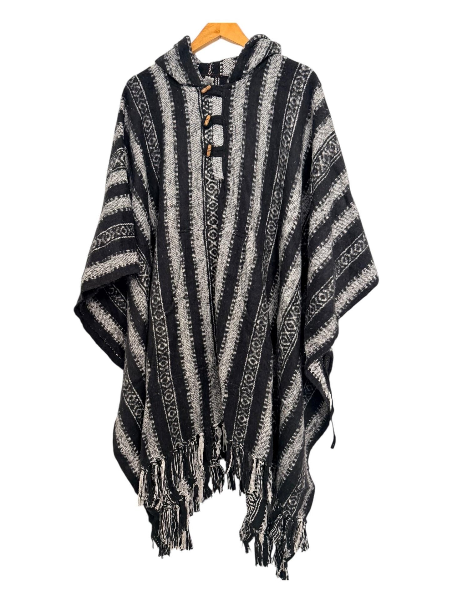 Handmade Gheri Cotton Boho Poncho | Hooded Festival Wear