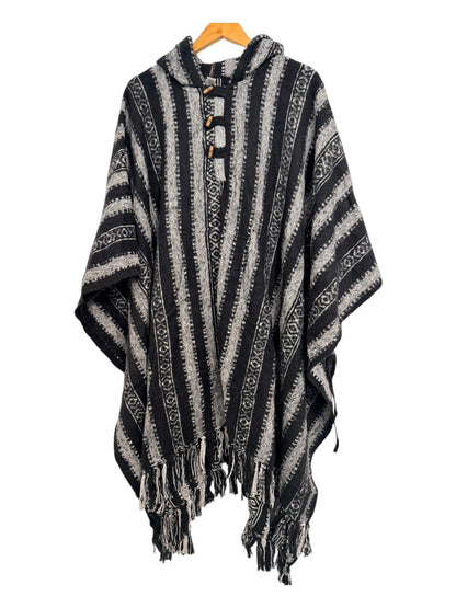 Handmade Gheri Cotton Boho Poncho | Hooded Festival Wear