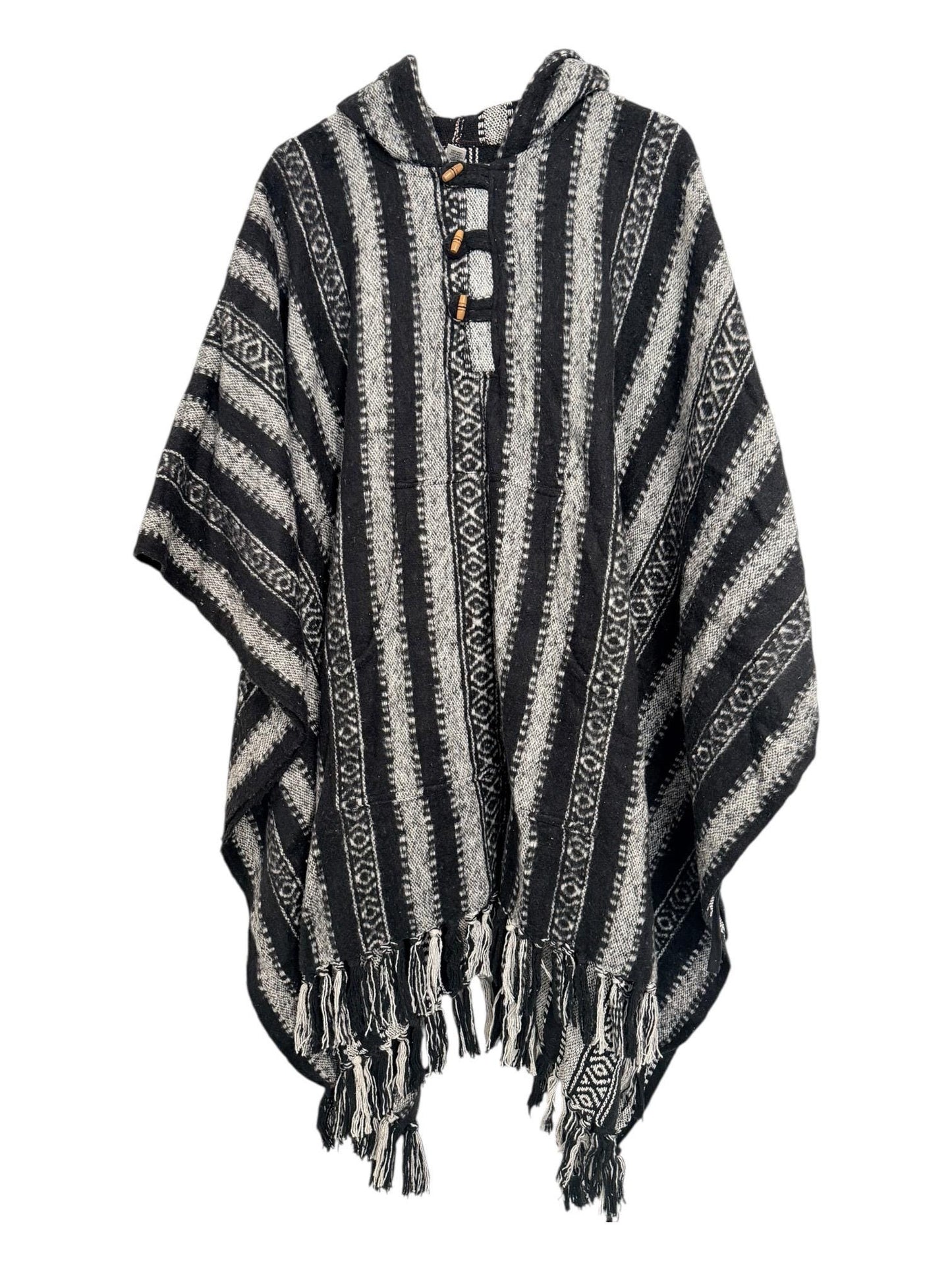Handmade Gheri Cotton Boho Poncho | Hooded Festival Wear