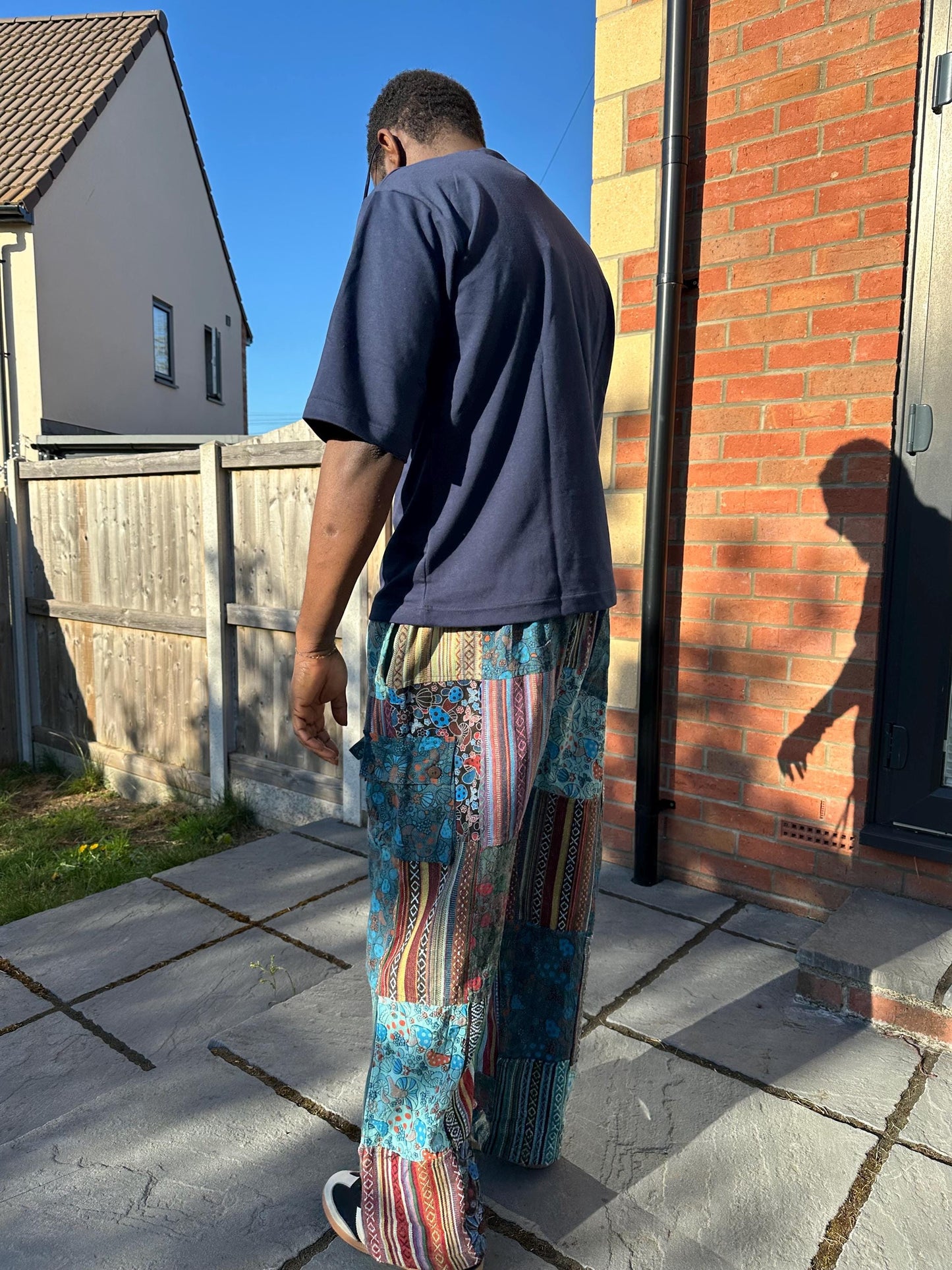 Handmade Patchwork Cotton Cargo Pants | Boho Hippie Festival Trousers