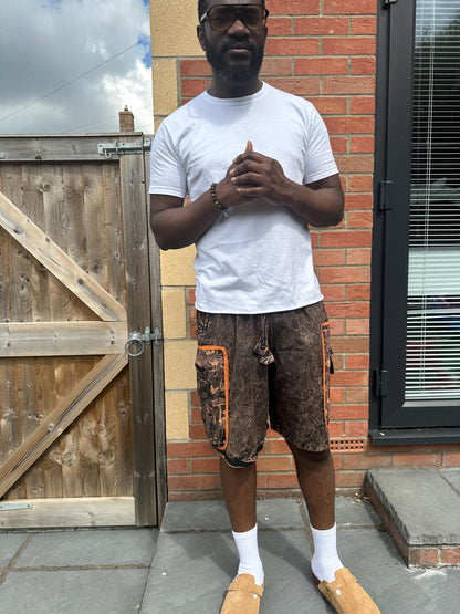 Boho Mushroom Shorts | Handmade Nepal Organic Cotton Shorts | Unisex Festival Shorts | Hippie Cargo Shorts | Psychedelic Clothing