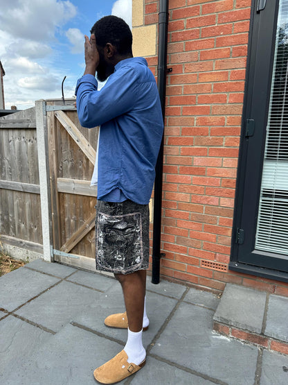 Boho Mushroom Shorts | Handmade Nepal Organic Cotton Shorts | Unisex Festival Shorts | Hippie Cargo Shorts | Psychedelic Clothing