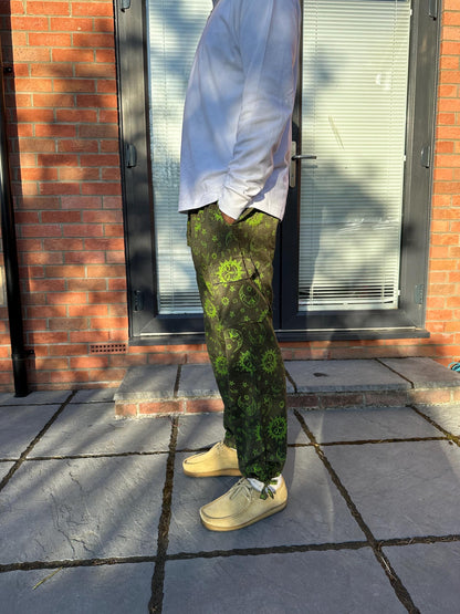 Boho Celestial Trousers | Handmade Nepal Organic Cotton Pants | Unisex Festival Trousers | Sun Moon Star Pants | Hippie Clothing