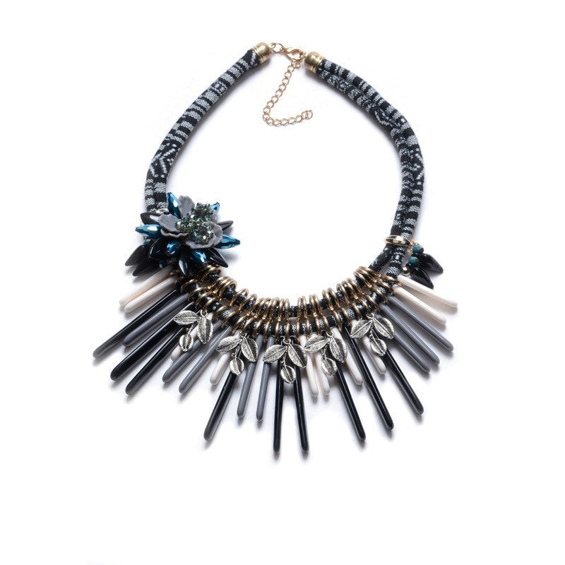 Bohemian Statement Necklace (Blue & Grey)