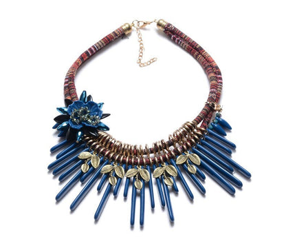 Bohemian Statement Necklace (Blue & Grey)