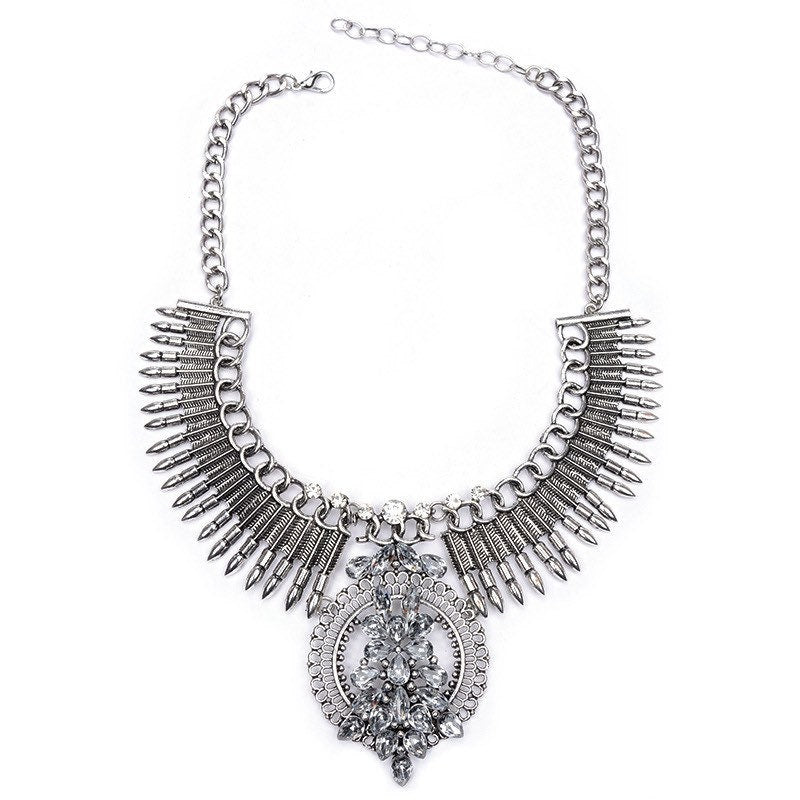 Crystal Statement Necklace (Gold and Silver)