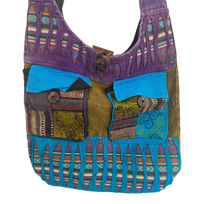 Hippie Boho Style Shoulder Bag (Multicolour)