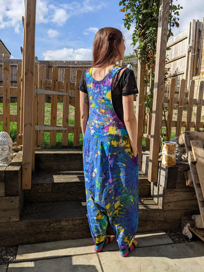 Hippie Tie Dye Harem Dungarees with Pockets (Unisex)