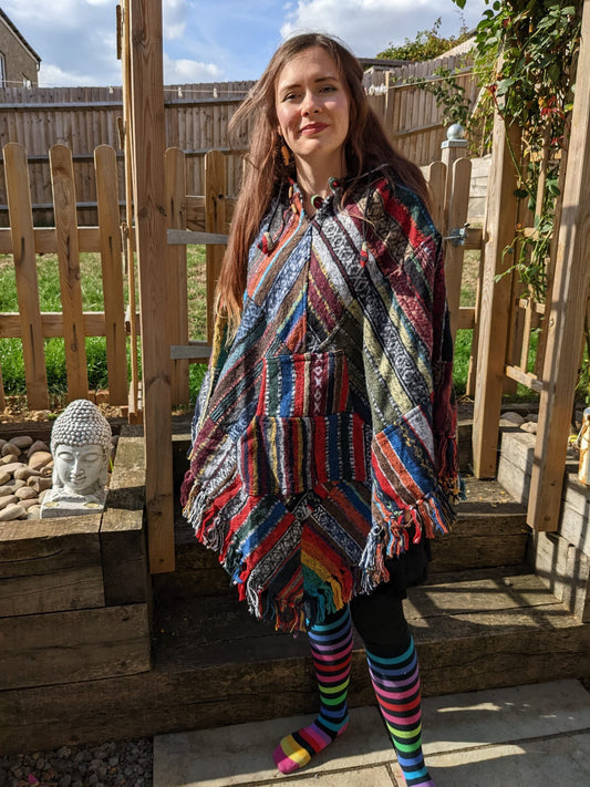 100% Woven Cotton Handmade Patchwork Poncho