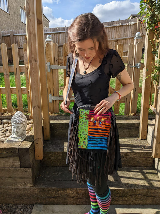 Embroidered Crossbody Bag (Fringe Design)