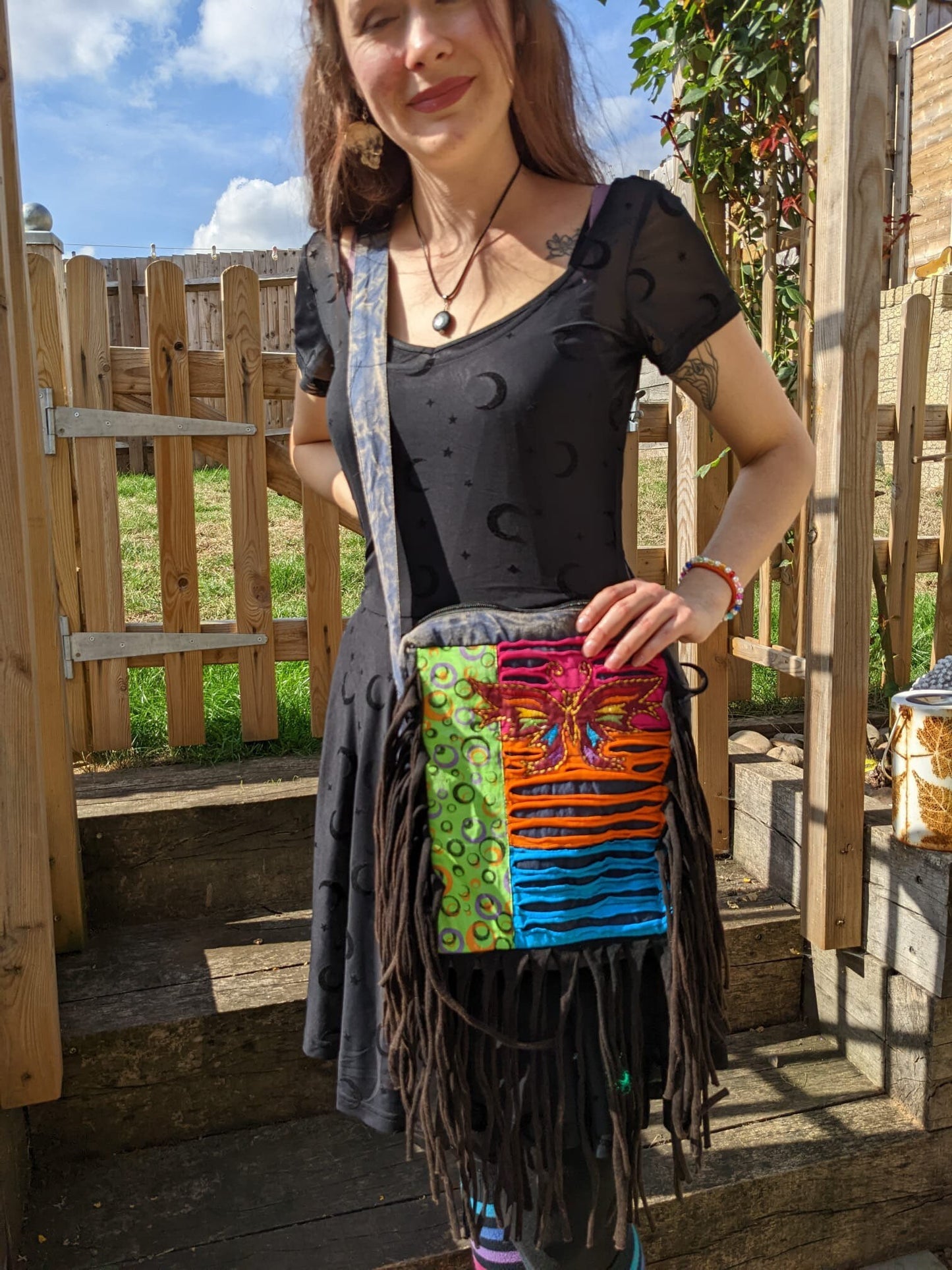 Embroidered Crossbody Bag (Fringe Design)