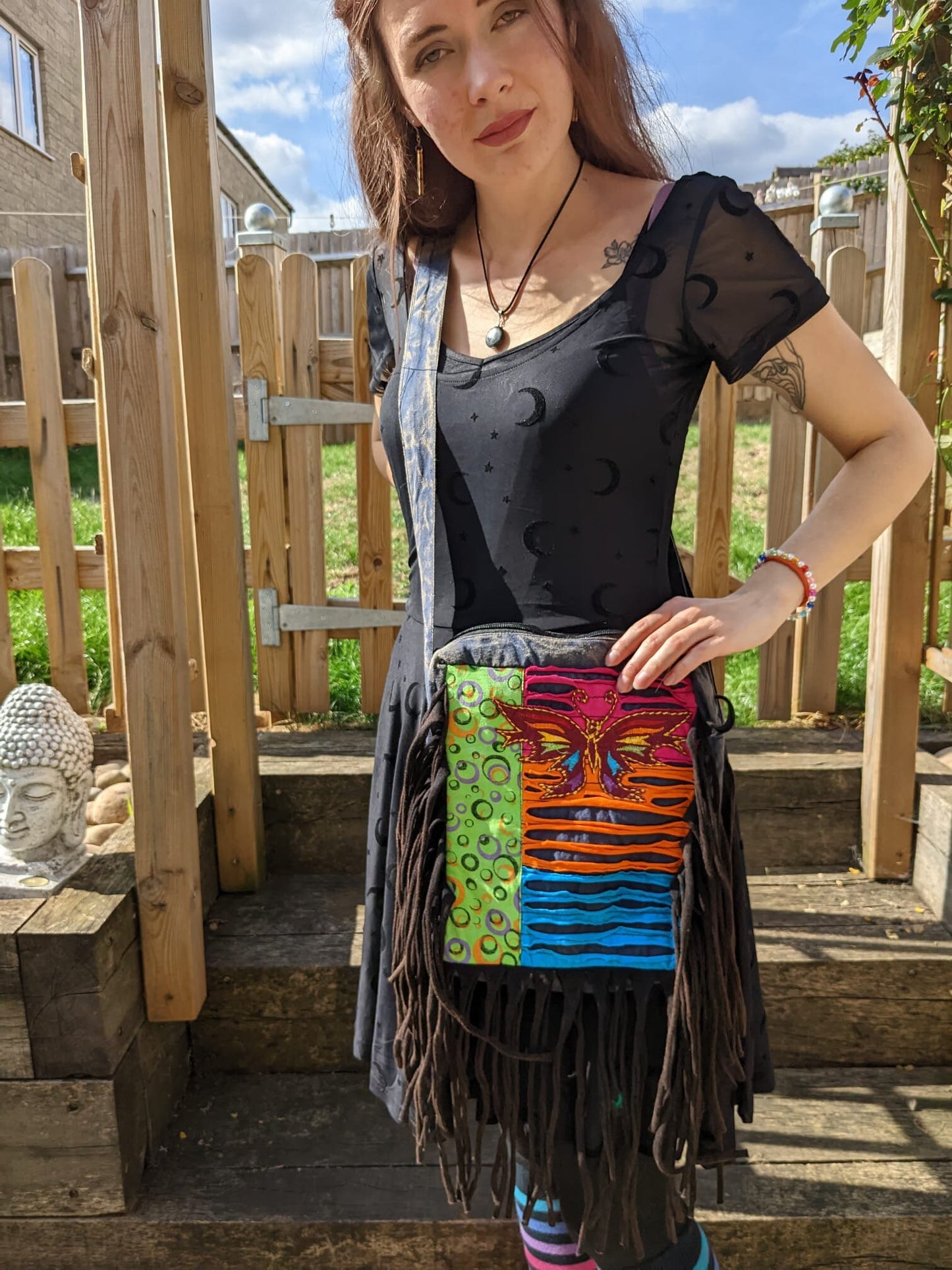 Embroidered Crossbody Bag (Fringe Design)