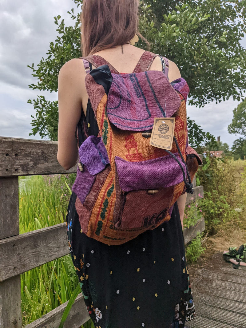 Recycled Rice Jute Backpack (Multicoloured)