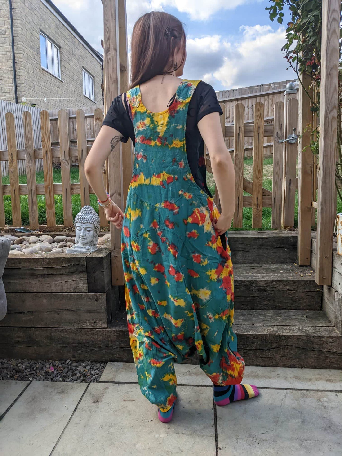 Hippie Tie Dye Harem Dungarees with Pockets (Unisex)