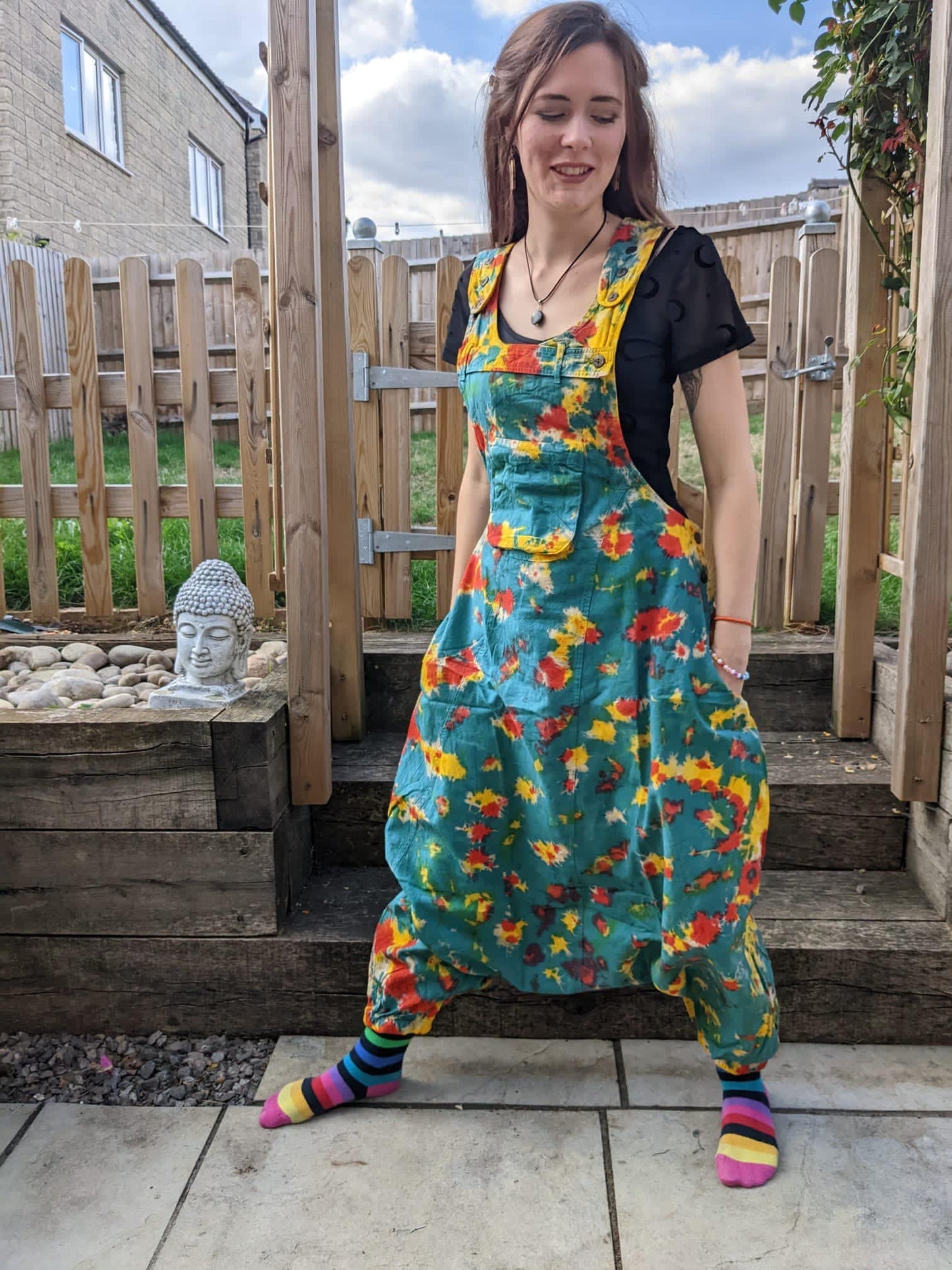 Hippie Tie Dye Harem Dungarees with Pockets (Unisex)